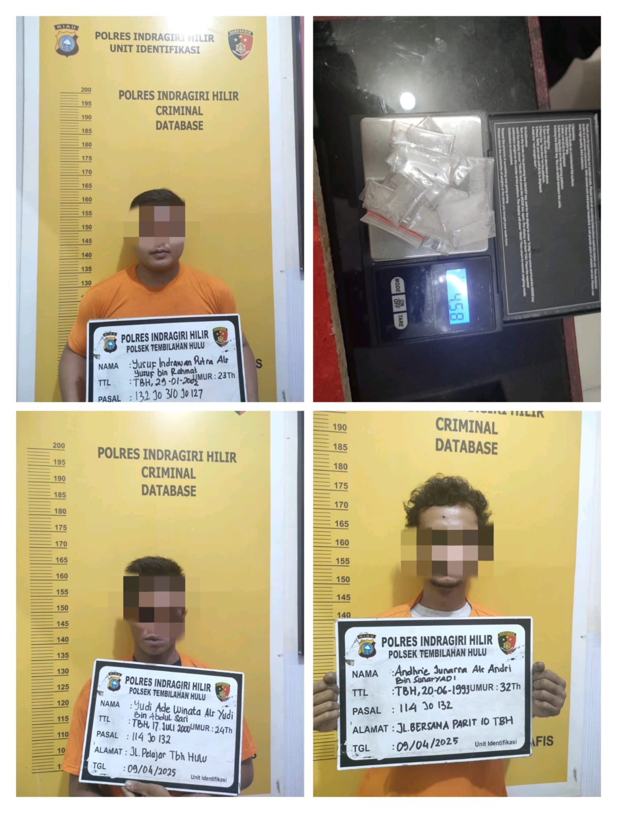 Gempur Narkoba: Polsek Tembilahan Hulu Ungkap Tiga Kasus Sabu Kurang dari 24 Jam