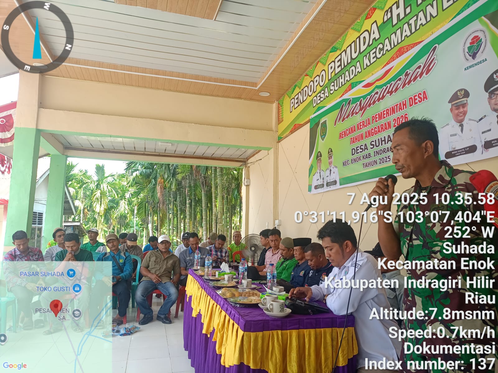 Bahas Pembangunan 2026, Babinsa Koramil 02/TM Hadiri Musdes RKPDES di Desa Suhada