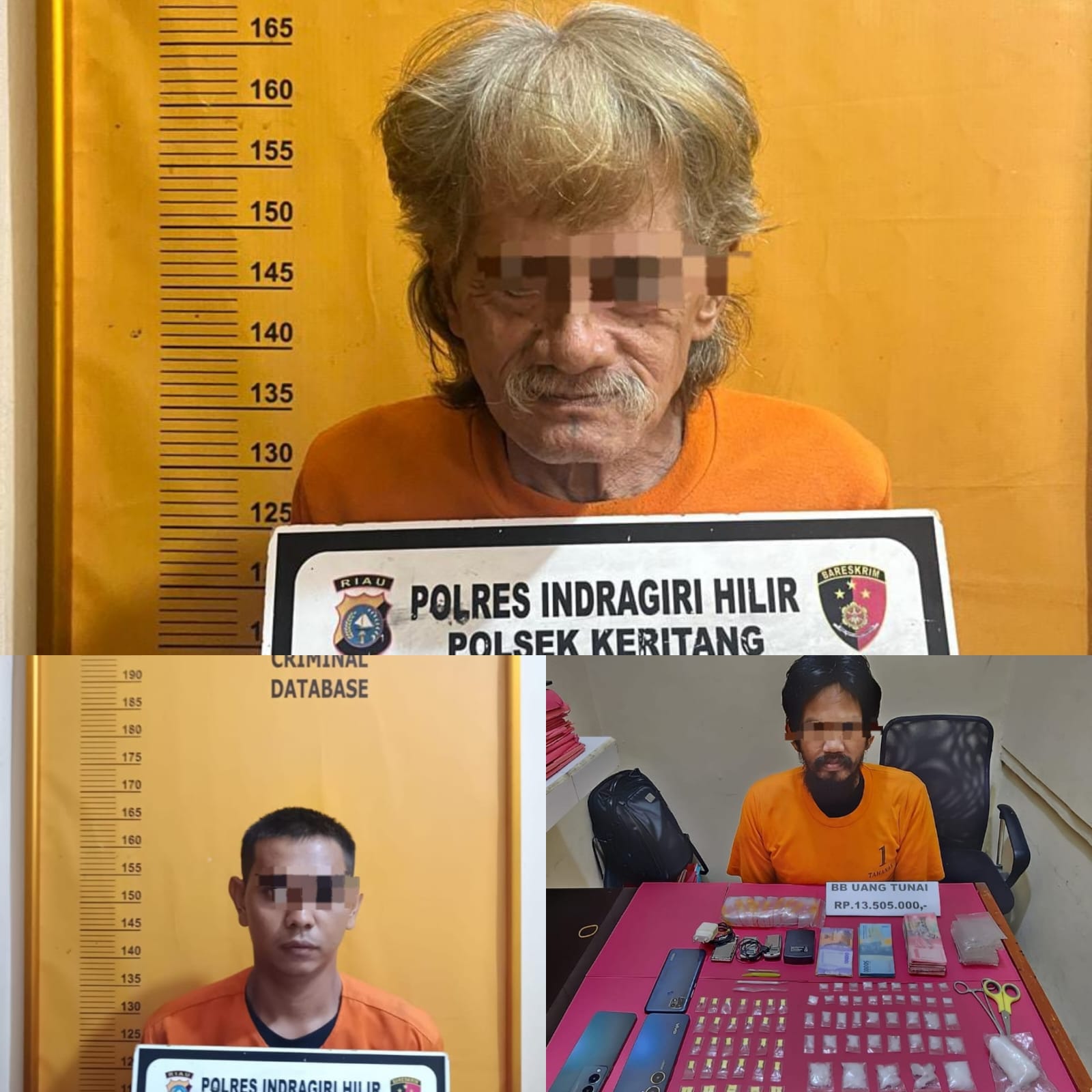 Polsek Keritang Ungkap Peredaran Narkoba, Sita 96,7 Gram Shabu dan 35 Butir Ekstasi