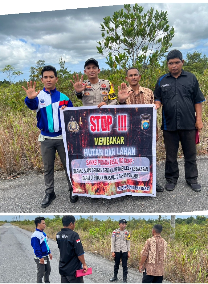Cegah Kebakaran Hutan dan Lahan, Bhabinkamtibmas Desa Binjai Laksanakan Patroli Titik Rawan Karhutla