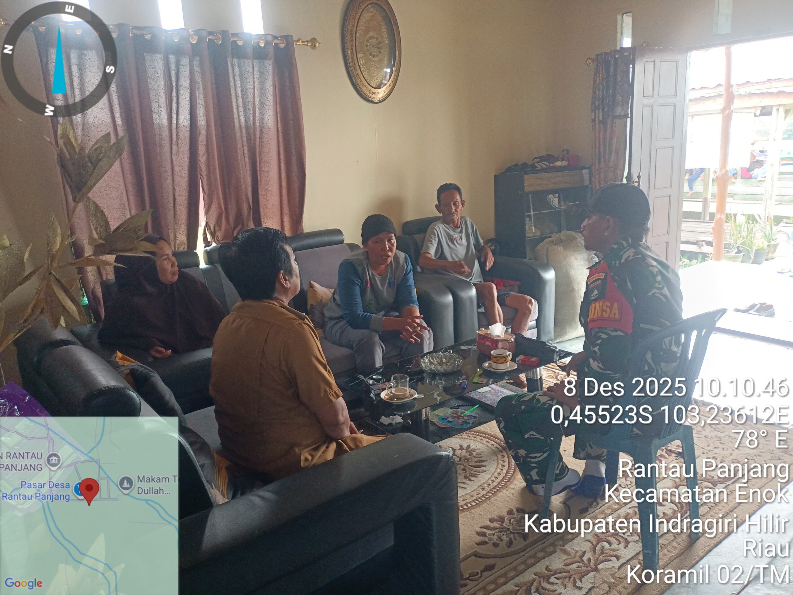 Babinsa Rantau Panjang Koramil 02/TM Laksanakan Pengawasan SDM Bersama Kepala Desa dan Warga Binaan